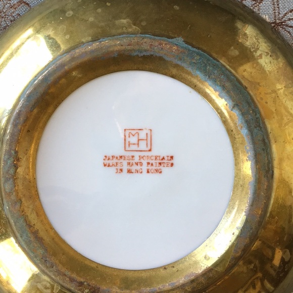 Vintage Yellow MCM Japanese Porcelain Trinket Dish Floral Design - Picture 2 of 3